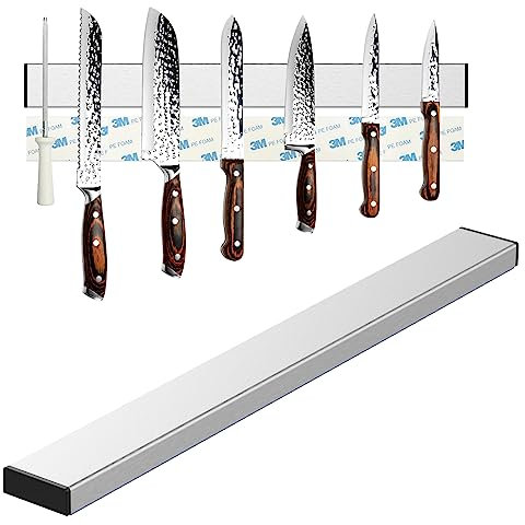 Nutabevr 40cm porta coltelli cucina magnetico, Portacoltelli Magnetico in Acciaio Inox, Striscia magnetico che può essere installato senza forare, per coltelli da cucina, coltelli da frutta, forbici