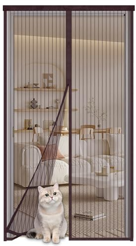 Zanzariera Magnetica per Porte 90x180cm,Tenda Anti-Zanzara con Calamita Zanzariera Magnetica porta,Nessun Attrezzo Richiesto,Chiusura Automatica Traspirante Zanzariere Anti Insetti,Marrone