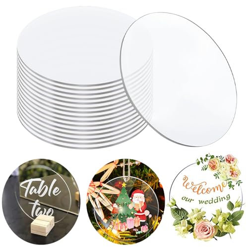 RXKFIGX 10 Acrilici Cerchio Trasparente Dischi Fogli Acrilici Trasparenti Rotondo Rondella Acrilica Lastre Acriliche Rotonde Pannello Disco Acrilico Trasparente per Fai Da Te Progetto Artigianale