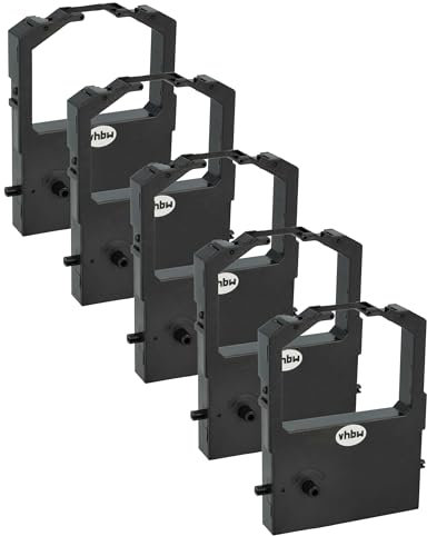 vhbw 5x Farbband Schriftband kompatibel mit Epson LQ 100 Nadeldrucker, Bondrucker - Schwarz