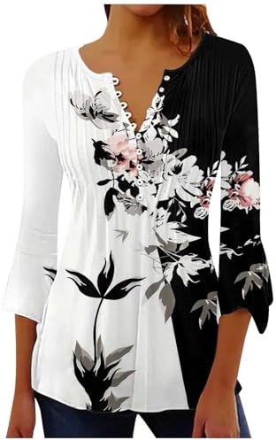 Qixiu Chemisiers Et Blouses Femme, T Shirt Blanc Femme, 2025 et Ventes Flash du Jour, Haut De Fete, Schwarzes Top