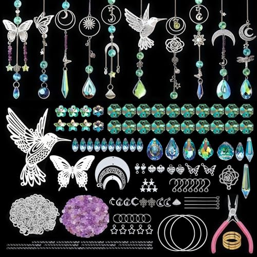 WANDGU Kit de bricolage en cristal attrape-soleil : décoration de fenêtre, carillon éolien, lot de 400 pièces Krista ll