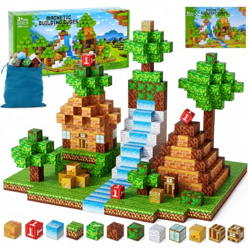 Lot de 100 Blocs de Construction magnétiques [2,5 cm] Construction Mine Aimants Mondiaux pour Enfants Montessori Jouets créatifs à partir de 4, 5, 6, 7, 8, 9, Jeu magnétique, Jouets pour Enfants à