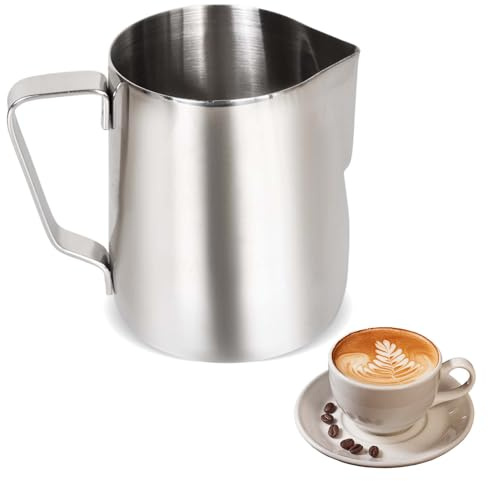 350 ML Bricco Latte Professionale Acciaio Inox 350 ml Capuccino Art Spout, Lattiera Bricco Latte Bar Milk Jug(Argenteo)