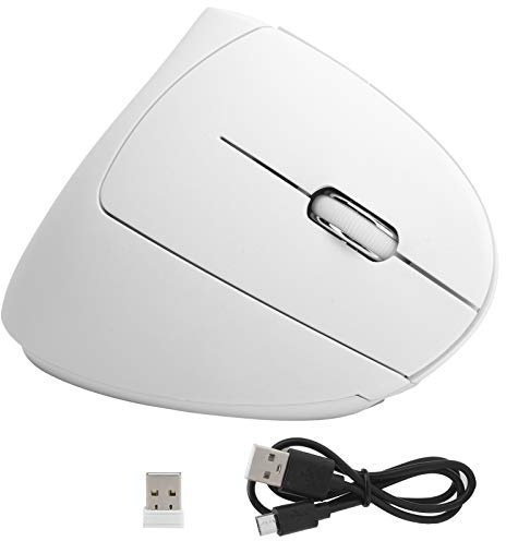 Précise Souris Verticale de Jeu sans Fil RVB Ergonomique avec Sommeil Automatique USB Rechargeable 4 Niveaux DPI Réglables de 800 à 2400 Blanc
