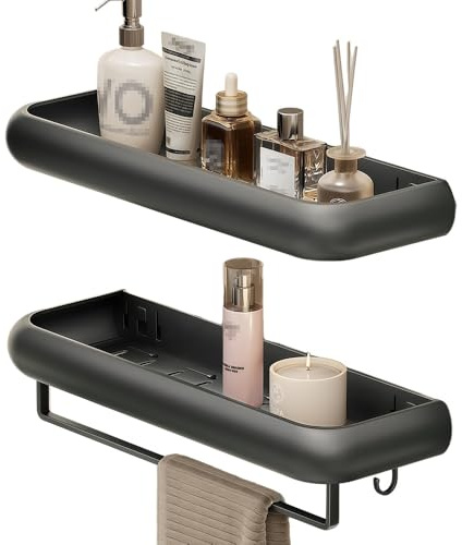 Lumclaw Bathroom Kitchen Rack Shelf Makeup Storage Organizer Shower Shelf Cosmetics Shampoo Rack Wall Spice 2 Pieces