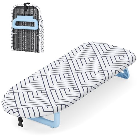 Kingrack Fällbart bord strykbräda, liten strykbräda vikbart, bärbart strykbrädsöverdrag med halkfria fötter för hemmabruk, 31 x 80 cm, vit