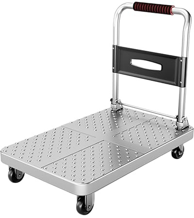 DUANHOZ Robust hopfällbar plattformsvagn 150 kg, plattformsvagn, tyst remskiva, hopfällbar väskvagn (storlek: 5)