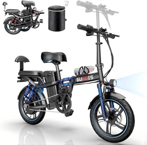 Rakowe Folding Electric Bike for Adults, 750W Peak Motor, Up to 45Miles & 28MPH EBike, 16 EBike, 2 Seater Electric Bike with Removable Battery, All-Terrain Electric Bicycles for Commute