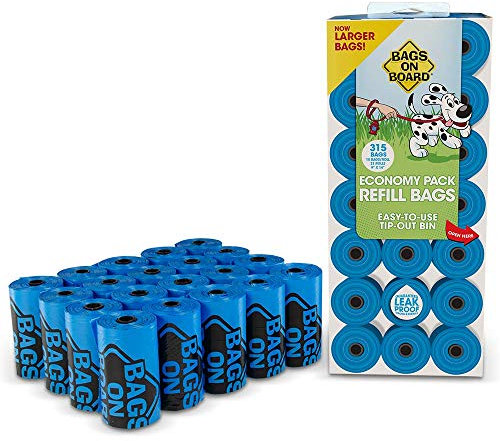 Bags On Board Hundekotbeutel, robust, auslaufsicher, 22,9 x 35,6 cm, Blau