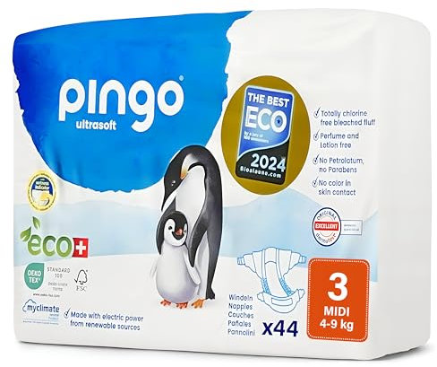 Pingo Ökologische Windeln Größe 3 Midi (4-9 kg), 1 Beutel mit 44 Windeln