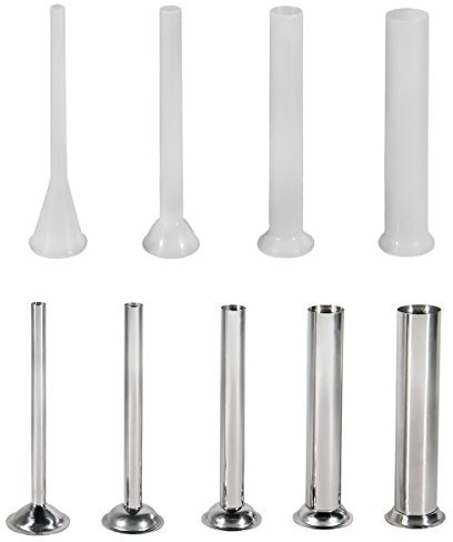 Beeketal Wurstfüller Fülltüllen Set aus Kunststoff für Beeketal Profi Wurstfüllmaschinen, 4 Füllrohre mit Ø 10, 20, 30, 40 mm Durchmesser, Füllrohr Längen: ca. 180 mm, Flansch Durchmesser: ca. 52 mm