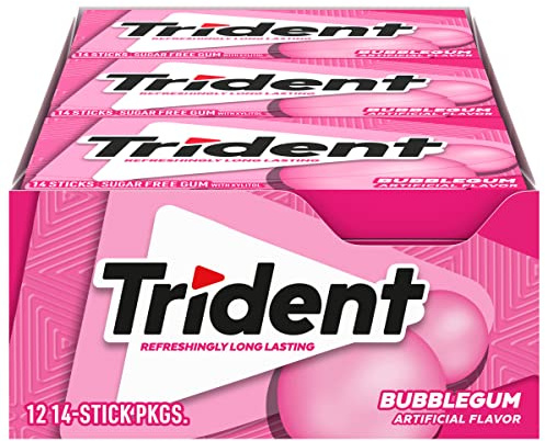 Trident Bubble-Gum Sugar Free Chewing Gum with Xylitol 14 Sticks 39 g