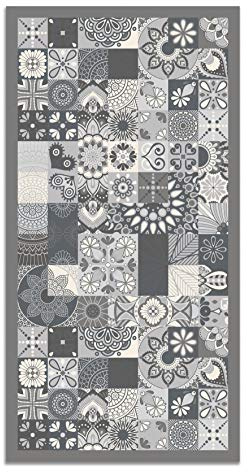 Panorama Vinylteppich - Modell Vynilteppich Hydraulic Fliesen Grau Farbe - 120x170 cm - Verschiedene Größen - Deko Küche, Läufer und Outdoor