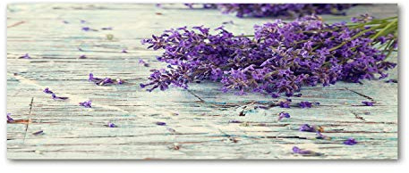 Tulup Impresión en Vidrio - 125x50cm - Cuadro Pintura en Vidrio - Cuadro en Vidrio Cristal Impresiones - Flores y Plantas - Púrpura - Lavanda