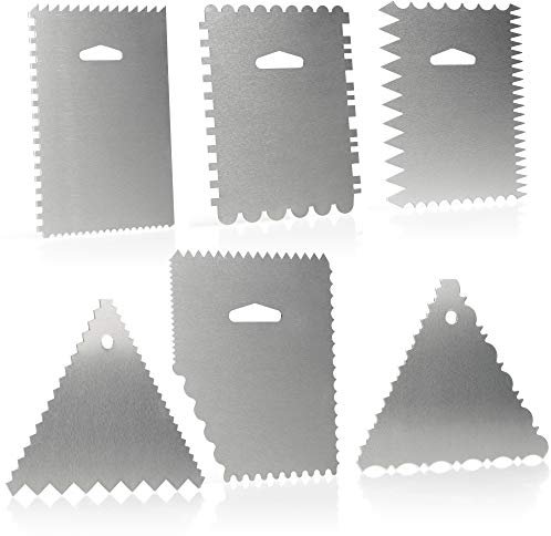 COM-FOUR® Ensemble de 6 spatules - spatule à gâteau en aluminium - outil de modelage pour la pâtisserie et la cuisine - étaleur avec 23 motifs (6 pièces - spatule)