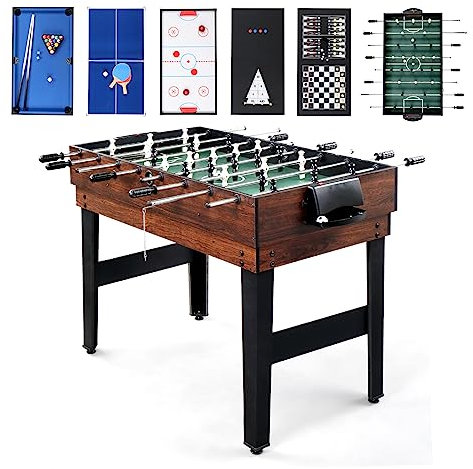 PEXMOR 10 in 1 Multi Game Set für Erwachsene und Familie, 48 Zoll Spieltisch mit Hockey, Kickerball, Pool, Ping Pong, Shuffleboard, Schach, Dame, Bowling, Backgammon