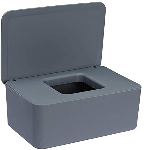 Voarge Feuchttücher-Box, Aufbewahrungsbox für Feuchttücher, Kunststoff Feuchttücher Spender,Tücherbox, Spenderhalter mit Deckel für Zuhause und Büro (Grau)