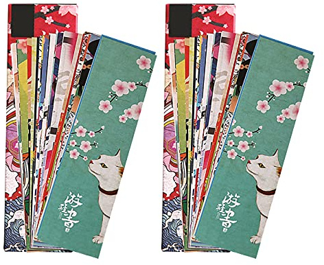 Fyfjur 60 Feuilles Marque-Page Papier, Marque-Page Vintage Japonais Style Livre Marques, Signets Vintage, Signets CréAtifs, pour LéCole, les élèves, les Enfants, ou Comme Cadeau CréAtif