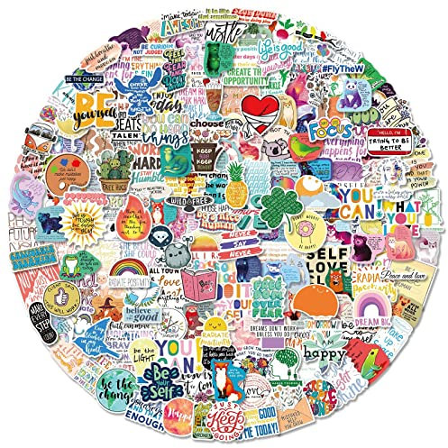 Positive Inspirierende Worte Aufkleber, 200 Stück Vision Board Motivierende Zitat Abziehbilder Packs für Teenager, Erwachsene, Lehrer, Planer, Wasserdicht Aufkleber für Wasserflasche, Laptop, Gitarre