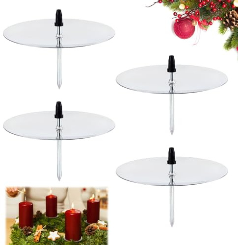 Portavelas de Adviento, Taozoey Candelero para Corona de Adviento Navidad, Candelabros para Velas, Corona de Adviento Portavelas de Navidad, para Sala de Comedor de Navidad (Plata)