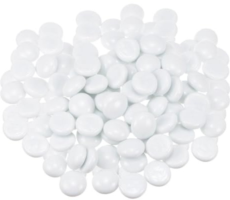 QUARKZMAN Perles de Verre à Feu pour Foyers, Billes de Verre, Galets de Gravier, Remplissage de Vase pour Décoration d'Aquarium, 17-19 mm (2/3-3/4), 500 g, Blanc