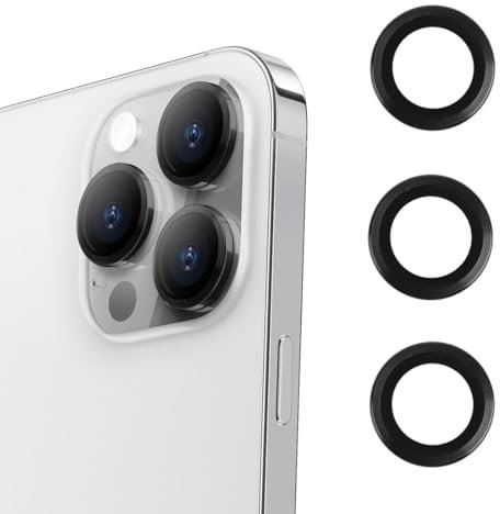 KGDUYC Pellicole protettive display per cellulari Proteggi fotocamera per iPhone 15 Pro e iPhone 15 Pro Max, Proteggi fotocamera HD Trasparente, Resistente ai graffi, Stabile (3 pezzi Nero)