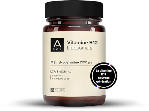 A-LAB Vitamine B12 liposomale 1000µg - Assimilation renforcée - Complément Alimentaire Santé Cardiovasculaire, Système Nerveux, Energie - Vitamines B2, B3, B6, B9, B12-45 jours - Fabriqué en France