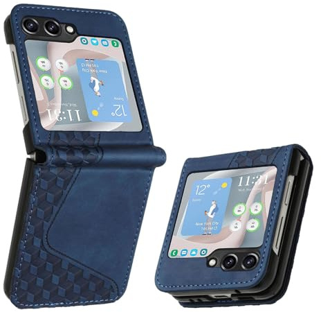 OKZone Cover per Samsung Galaxy Z Flip 6,Custodia a Libro in Pelle Protettiva Folio Portafoglio con Chiusura Magnetica e Slot per Carte Wallet Case Flip Cover(Blu)
