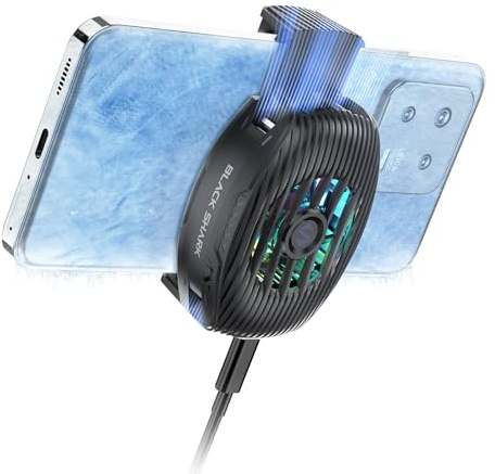 Black Shark FunCooler 5 NEO Handy Kühler für Gaming, Kabelgebundener Smartphone Kühler, Leicht, mit RGB-Beleuchtung, Phone Cooler für 68-85 mm iPhone-/Android-Geräte, Befestigungsschraube (Schwarz)