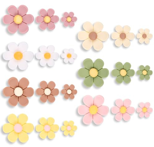 21pcs 3D Flower Fridge Magnets, Cute Daisy Refrigerator Magnets 7 Colors & 3 Size Strong Magnetic Flower Magnetic Floral Plant Decorations for Kitchen Whiteboard & Locker Decor