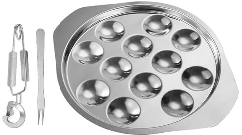 Gaxcent Piastra Lumaca in Acciaio Inossidabile in 3 Pezzi, Padella gusci di Lumaca, Piastra Lumaca Piastra Alimenti forchette Ristorante Hotel, forchette per pinze,Argento
