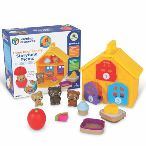 Learning Resources Three Bear Family Storytime Picnic, Ages 18 Months+, Toddler Educational Toy, Peekaboo Counting & Language Skills