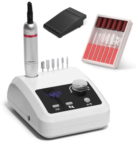 Fresa per unghie senza fili, 45,000 giri/min, senza fili, portatile, 6 in 1, per unghie in gel e manicure