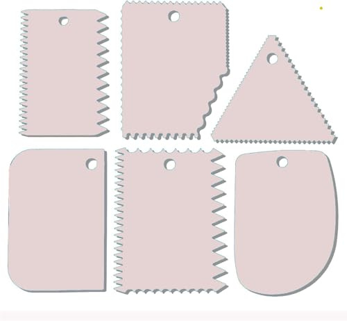 JUNBAOYYDS Pack of 6 Silicone Dough Cards, Dough Scraper Card, Spatula Set for Cakes, for Bread, Baking, Cake Enthusiasts, Beginners, Professional Bakers (Pink)