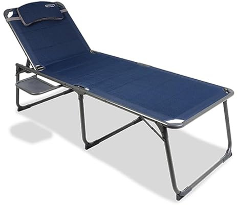 Quest Leisure Ragley Range – Premium Folding Outdoor & Camping Chairs – Padded Reclining Chairs, Loungers & Accessories for Garden, Caravan & Festivals (Ragley Pro Lounge Bed with Side Table, 1)