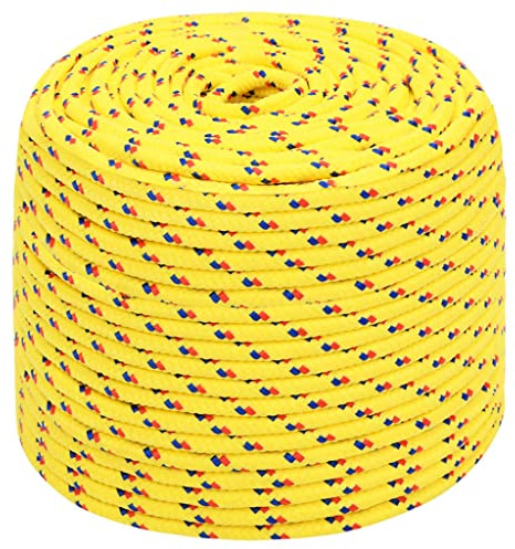 Corde de bondage - Corde à linge en polypropylène - Jaune - 6 mm - 100 m - Pour jardin, bricolage, décoration, groupage et camping