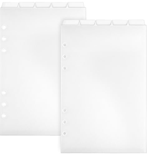 A5 mapp skiljeblad, 10 stycken 6-ringsavdelare A5-kalender, inlägg plast vertikala index flikar indexsida för 6-håls ringpärm anteckningsböcker, transparent