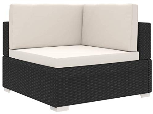 vidaXL Hörnsits till modulsoffa 1 st med dynor konstrotting svart