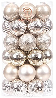 Sea Team 40mm/1.57 Ensemble d’Ornements Peints en Couleur et étincelants et de Boules suspendues pour Sapin de Noël - 41 pièces