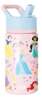 Simple Modern Kids Summit Water Bottle with Straw Lid | Disney Princess 14oz Stainless Steel Cup Insulated Tumbler for Girls, School | Princess Rainbows