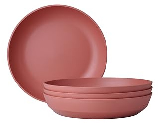 Mepal - Piatto Fondo 4 Pezzi Silueta - Lavabile in lavastoviglie e microonde - Piatti di plastica - Piatti da Cena - Servizio - 21 cm - Vivid mauve