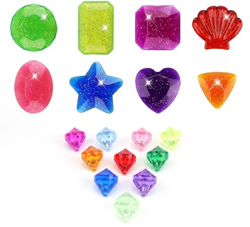 0XBIT 18 Piezas Juguetes Buceo, Juegos Piscina Niños, Juegos de Piscina de Gemas, Gemas Buceo y Diamantes de Cristal, para Caza de Tesoros en la Playa y Entrenamiento de Buceo