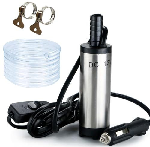 Kingkind Sun 12V Submersible Electric Diesel Mini Pump with Filter Mesh and 3M Hose for Vehicle, Camper, Truck, Caravan, Marine Boat