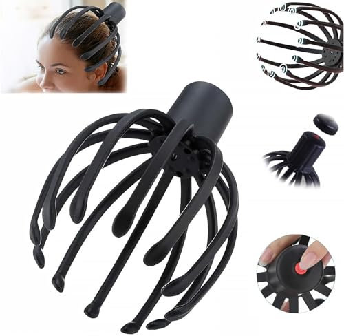 Octopus Kopfmassagegerät Kopfmassagegerät, 360 Grad Kopfmassagegerät, Elektrisches Kopfmassagegerät mit 3 Modi, Kabellose Tragbare Kopfhautmassagegeräte für Entspannung, Stressabbau und