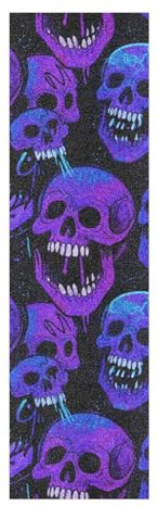 voucong Trendy Skull Gradient Pattern Blue Purple Skate Board Grip Tape Non-Skid Scooter Griptape 33×9 Inch lijas para Skateboard