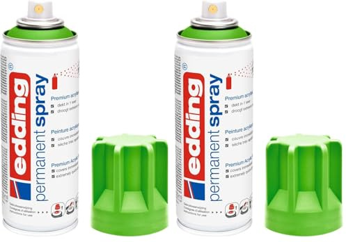 edding 5200 spray permanent - vert jaune mat - 200 ml - peinture acrylique pour peindre ou décorer verre, métal, bois, céramique, plastique, toile - peinture acrylique en aérosol, 200ml (Lot de 2)