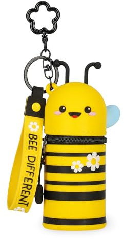 Legami - Mini-Porte-Monnaie avec Porte-clés Kawaii, Motif Bee, avec Spirale, Mousqueton et dragonne, en Silicone, 5 x 12 x 5 cm