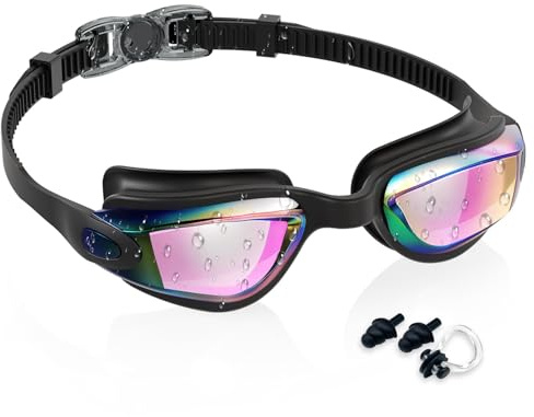 Lunette Piscine Enfant,Lunettes de Natation Enfants,Lunettes Piscine pour Enfants,Protection UV,Joints en Silicone,Anti-Buée,Étanches,Masque De Plongée Panoramique 180°,Anti-Fuite Pour Garçons Filles