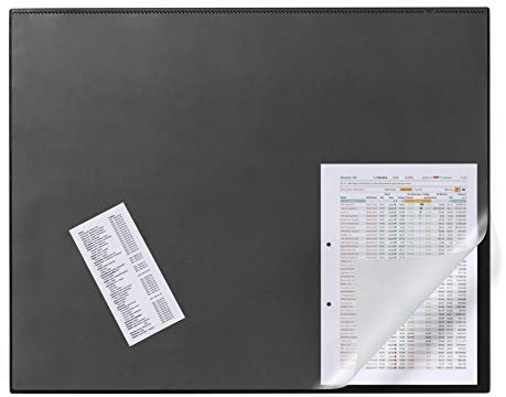 Durable Schreibtischunterlage (mit transparentem Overlay, 650 x 520 mm) 1 Stück, schwarz, 720301